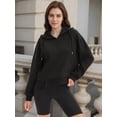 thumbnail image 2 of DARING DIVA Women's Stylish Cropped Half Zip Hoodie with Trendy Side Slits S Black, 2 of 7