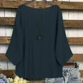 thumbnail image 4 of Stamzod Womens Summer Tops 3/4 Sleeve Plus Size Shirts Casual Flowy Blouse Beach Vacation Clothes 2026 Navy XXL, 4 of 9