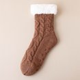 thumbnail image 2 of Fabrcox Womens Fuzzy House Slipper Socks, Thick Plush Brushed Edge, Non Skid Grips Fluffy Winter Indoor Socks, Warm Loungewear Socks for Sleeping at Home (Brown), 2 of 5