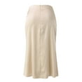 thumbnail image 6 of Women High Waist Midi Skirt Solid Color Satin Zipper Elegant Summer Skirts Vacation Holiday Female Dailywear, 6 of 7