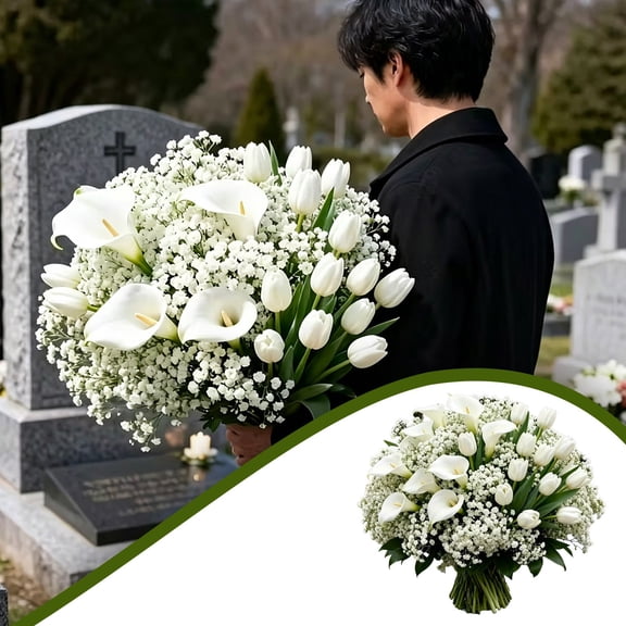 Artificial Starry Sky Memorial Flower Bouquet High Simulation Cemetery Arrangement For Graveside Tribute
