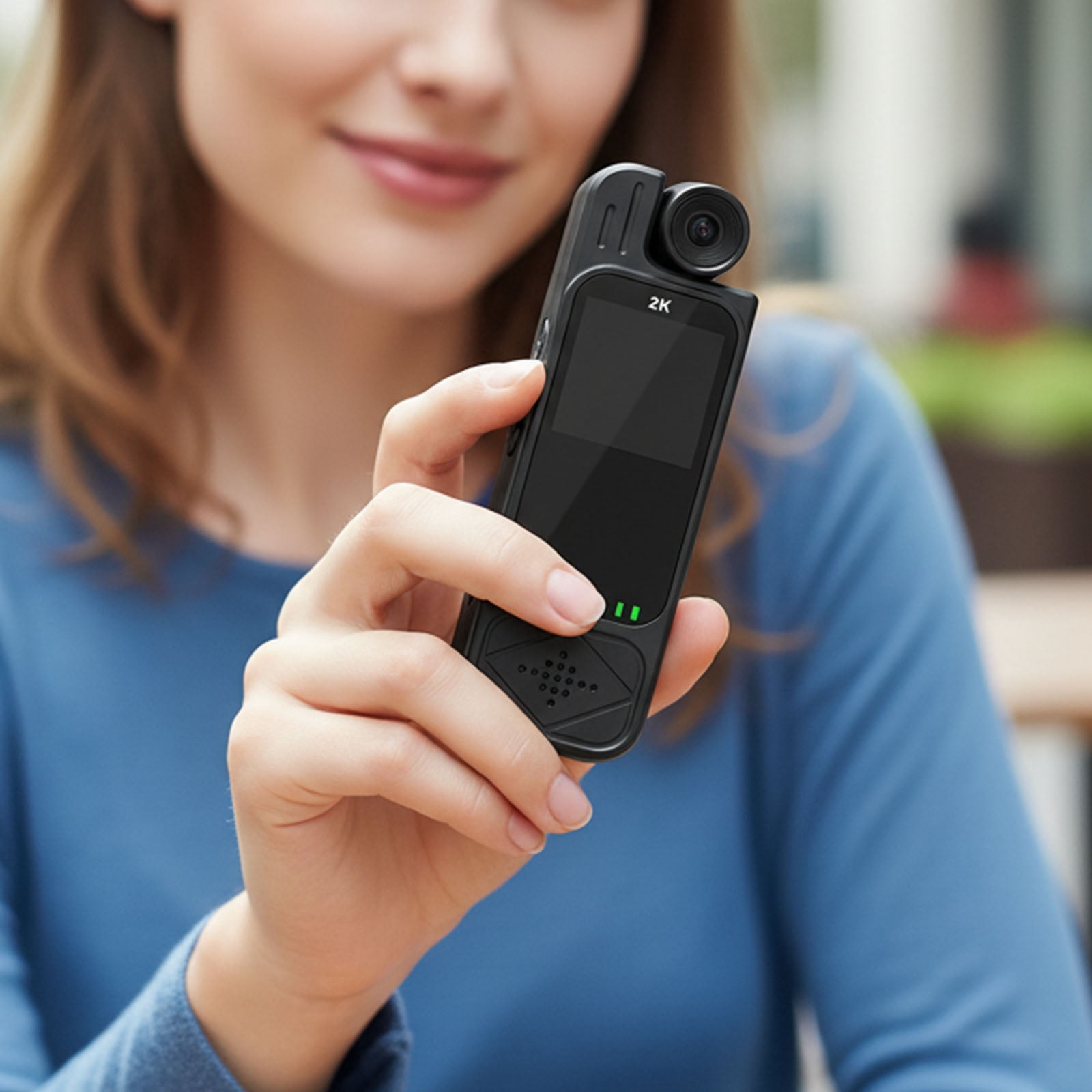 HUISZJ 2K Portable Camcorder, Body Camera with Audio, Video Recording Wearable Body Cam with 180 Rotating Lens for Traveling Cycling Vlogging