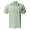 thumbnail image 3 of VeFlora Mens Linen Shirts Short Sleeve Casual Shirts Button Down Shirt Beach Summer Wedding Vacation Shirt for Men(L/Light Green), 3 of 4
