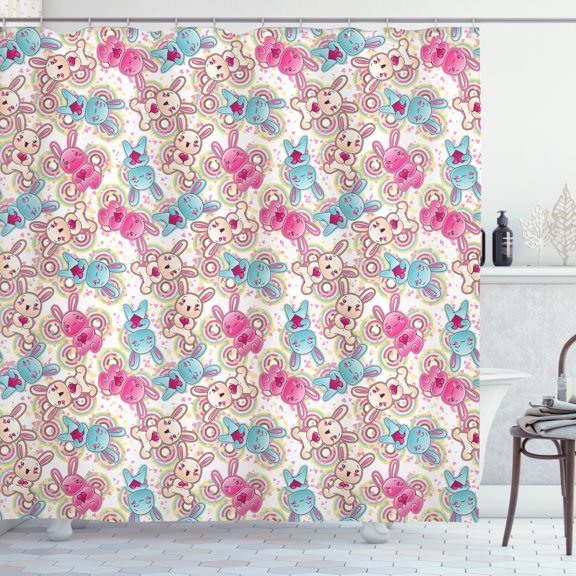 Ambesonne Anime Shower Curtain, Colorful Happy Kawaii, 69"Wx75"L, Multicolor
