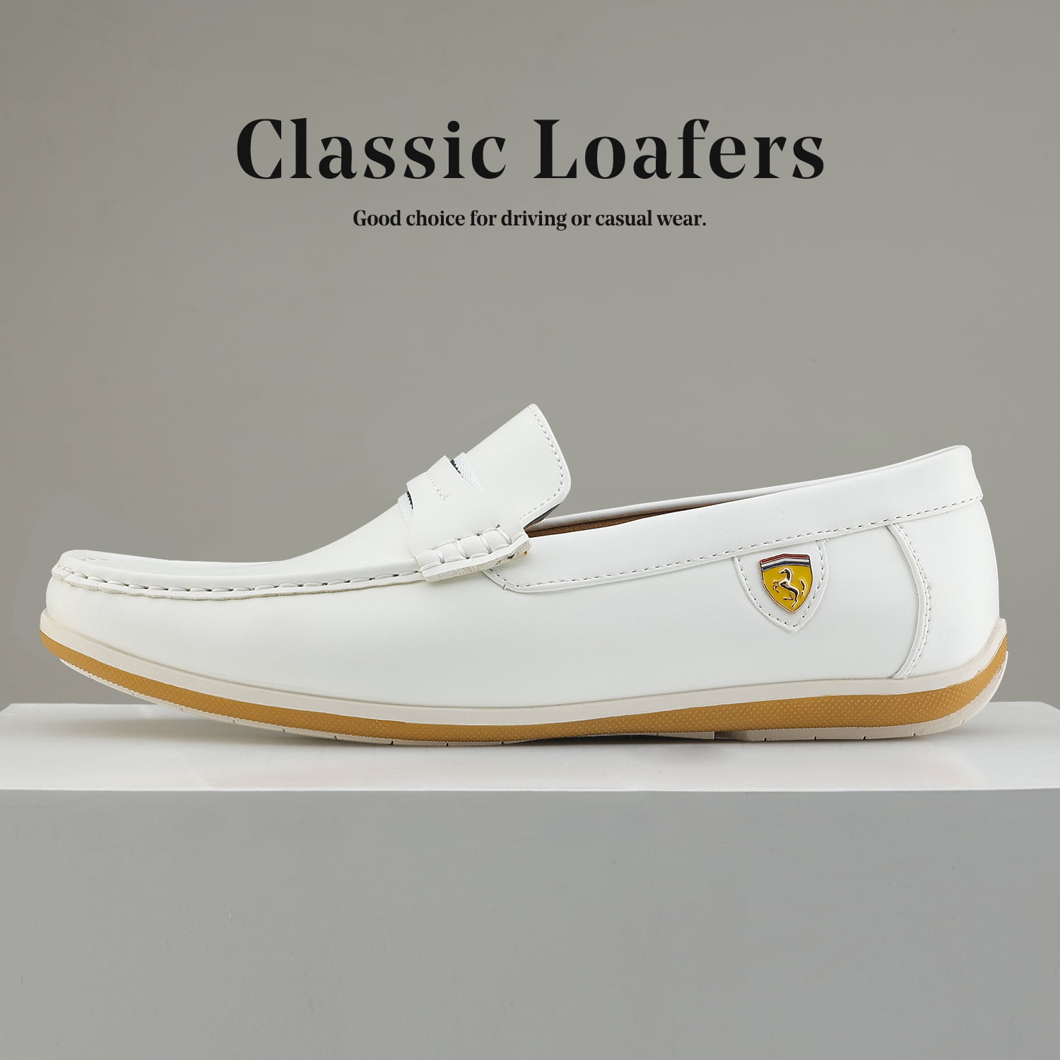 Bruno Marc Mens Loafers Lightweight Italian Causal Driving Moccasins Shoes For Men WHITE Size 12