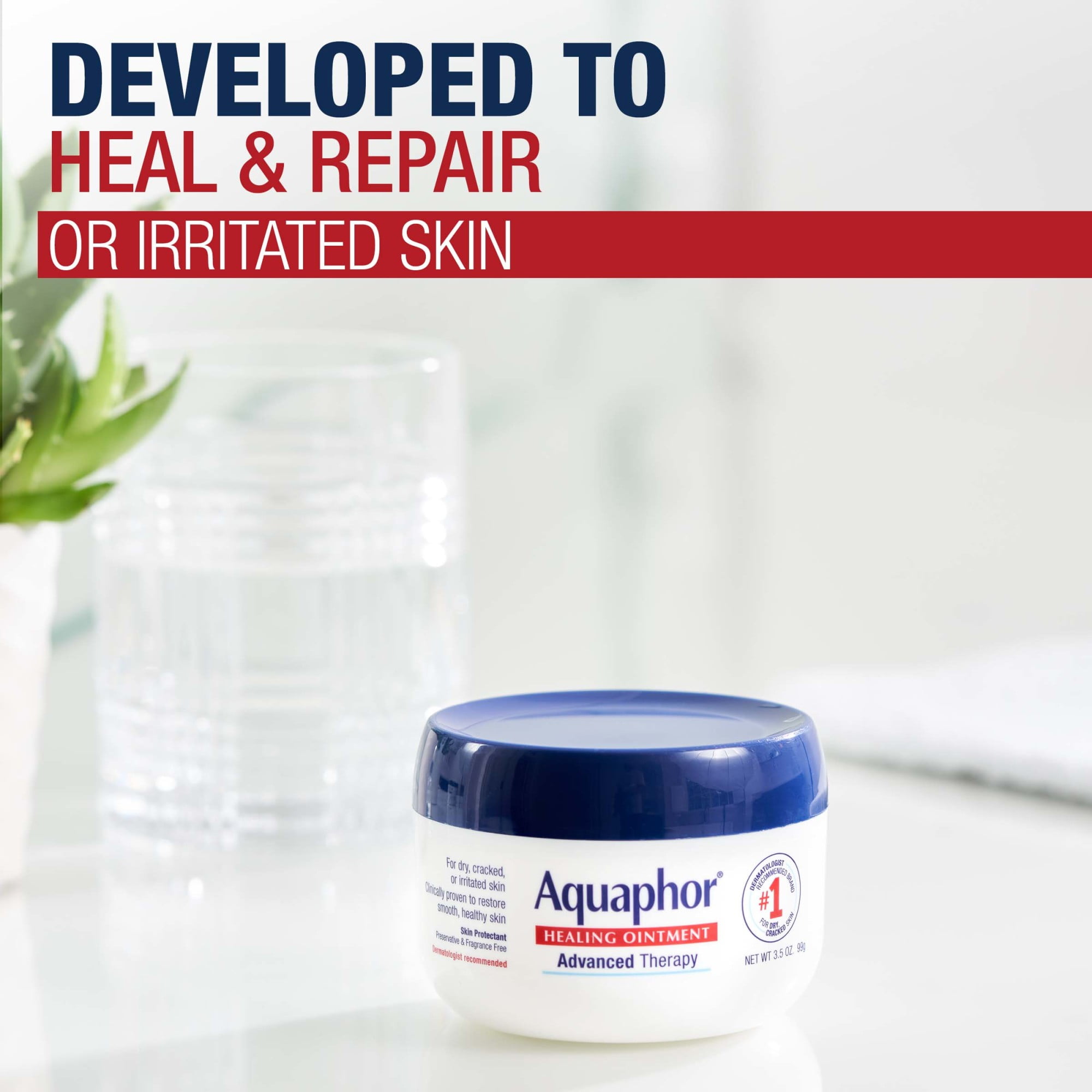 (3 pack) Aquaphor Healing Ointment Skin Protectant for Dry, Cracked, Irritated Skin, Fragrance Free, 3.5 oz