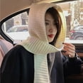 thumbnail image 2 of Women Winter Hooded Hat Scarf Wrap Shawl Winter Warm Elastic Soft Ear Knitted Hooded Scarf, 2 of 4