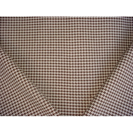 93RT9 - Espresso Brown / Grey White Houndstooth Star 100% Cotton Woven Designer Upholstery Drapery Fabric - By the Yard