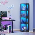 thumbnail image 5 of BROTTAR 65" Corner Glass Display Cabinet with LED Lights, 4-Tier Showcase Display Case with Glass Doors & Human Body Sensor for Collectibles, Black, 5 of 8
