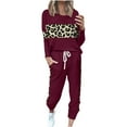 thumbnail image 3 of Eryao 2 Piece Jogger Sets for Women Fall Long Sleeve Round Neck Tops and Drawstring Sweatpants with Pockets Winter Lightweight Outdoor Tracksuits Loungewear,Wine,XXL, 3 of 8