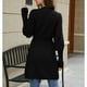thumbnail image 4 of Abrigo de punto para mujer Frente abierto con cinturón Mangas largas abullonadas Color puro Longitud midi Abrigo de suéter informal Negro XL, 4 of 6