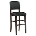 thumbnail image 3 of Linon Monaco Full Back Wood Bar Stool, 30" Seat Height, Espresso Finish with Dark Brown Fabric, 3 of 5