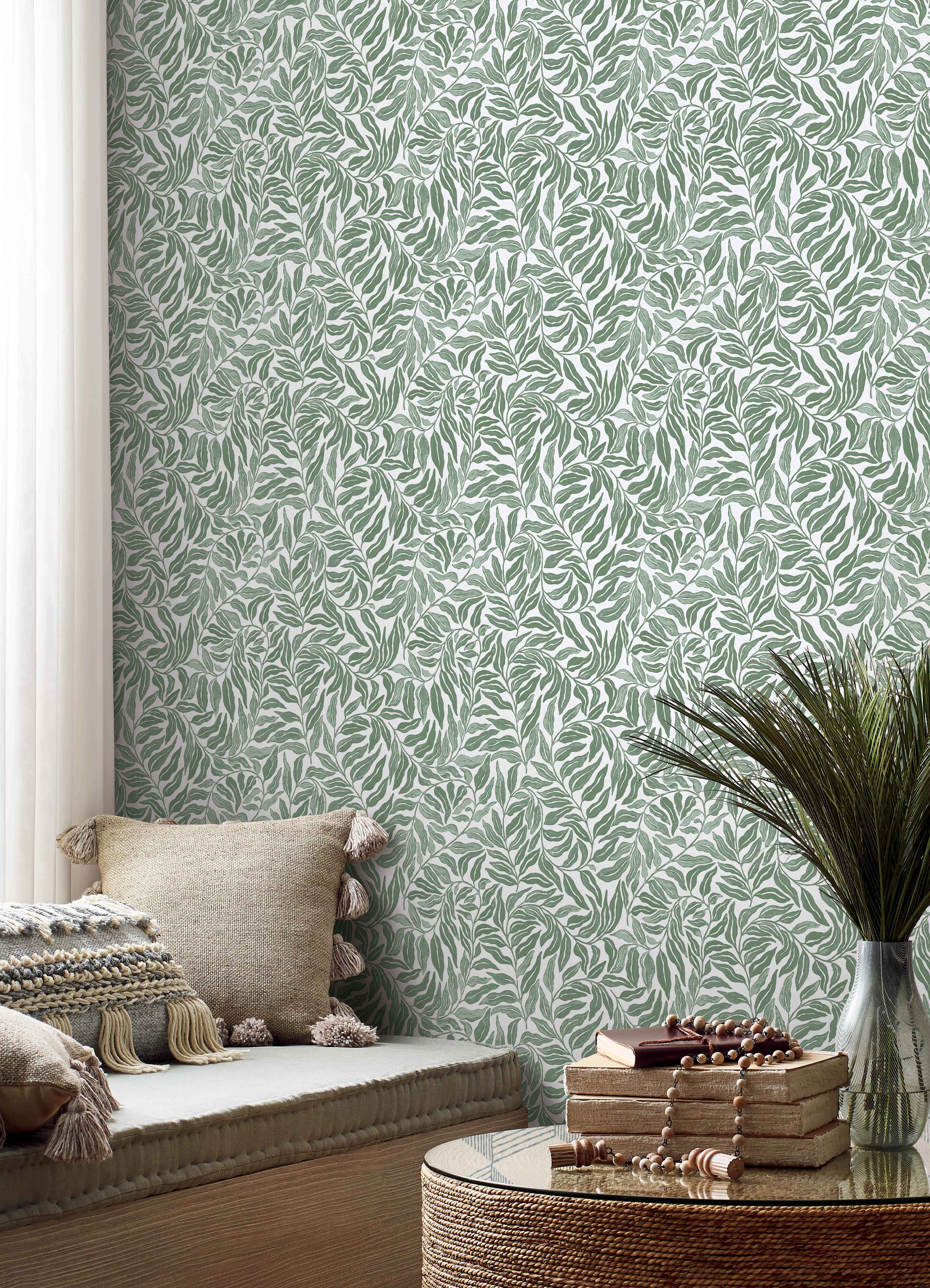 Better Homes & Gardens Green Vierra Vine Peel and Stick Wallpaper 30.75 Sq. ft