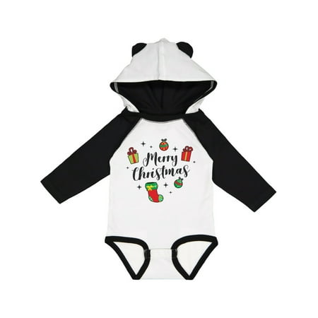 

Inktastic Merry Christmas with Presents Ornaments and Stocking Gift Baby Boy or Baby Girl Long Sleeve Bodysuit