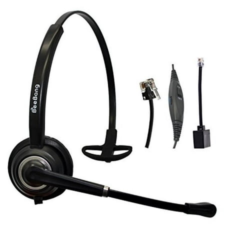 BeeBang Wired Telephone Headset with Noise Cancelling Microphone RJ9 for Call Centers Offices landline phones Avaya Mitel NEC Nortel Plantronics Polycom Siemens Snom (Best Landline Only Deals)