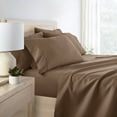 thumbnail image 3 of Twin Extra Long, Taupe Solid Microfiber 6 Piece Bed Sheet Set, by Noble Linens, 3 of 11