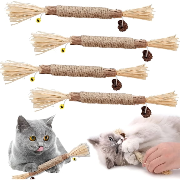 BESTSKY 2026 New 4Pcs Cat Chew Sticks,Catnip Stick,Cat Grass Stick,Molar Cat Interactive Stick,Catnip Toys Sticks,Cat Toy Stick,Cat Stick