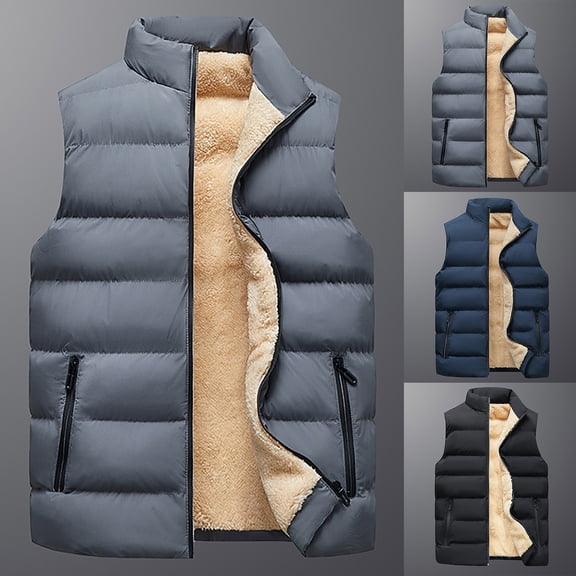 Men's Casual Winter Warm Zipper Sleeveless Vest Jacket - Unisex Coat for Layering, Snow Sports, and Holiday Events, Perfect for Gift Giving,Black,L