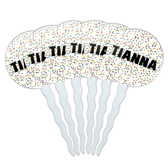Tianna Cupcake Picks Toppers - Set of 6 - Mutlicolored Speckles