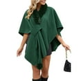 thumbnail image 2 of Women's Open/ Front Cardigan Solid Color Poncho Cape Plus Size Knit Wraps for Fall Winter Dark Green One Size, 2 of 10