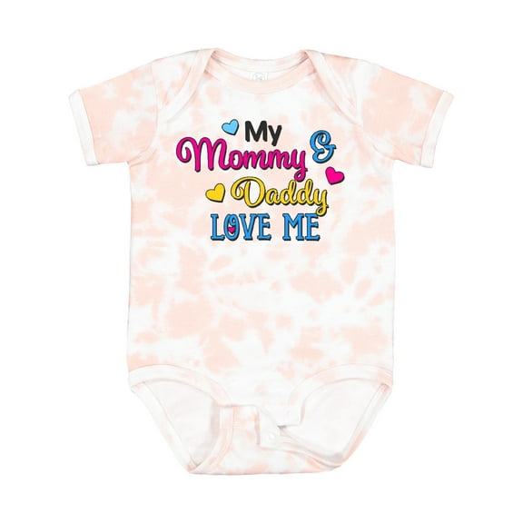 Inktastic My Mommy and Daddy Love Me with Hearts Boys or Girls Baby Bodysuit