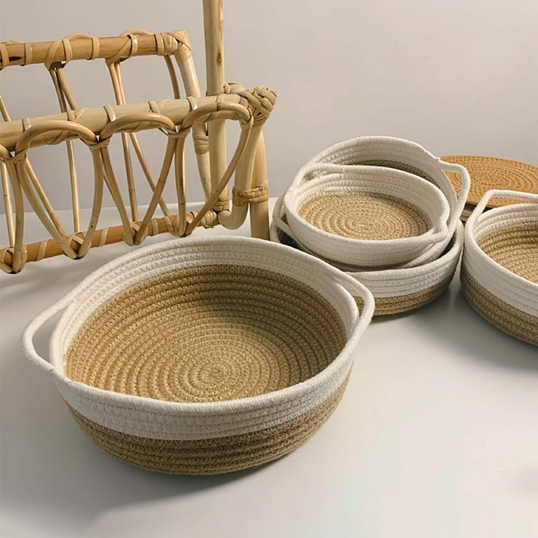 2 Pieces Rattan Toilet Tank Baskets, Handwoven Bathroom Sink Vanity Tray  Decor for Counter, Rectangular Wicker Storage Basket Small Serving Trays  for