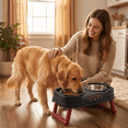 thumbnail image 6 of Likaty Elevated Dog Bowl Stand,2-in-1 Food & Water Station Raised Adjustable Cat Bowls-Red, 6 of 8