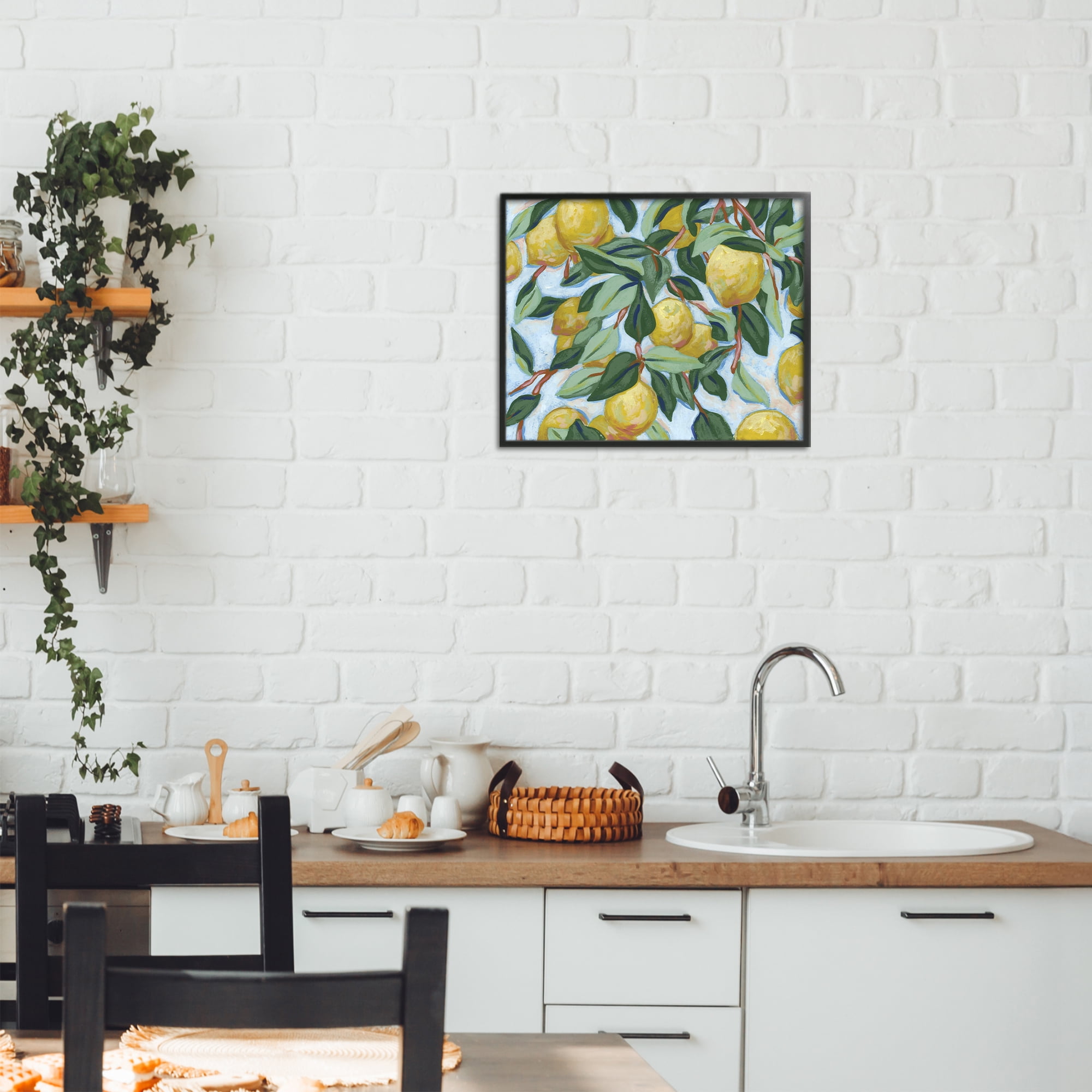 Stupell Industries Summer Citrus Tree Black Framed Giclee Art, design by June Erica Vess