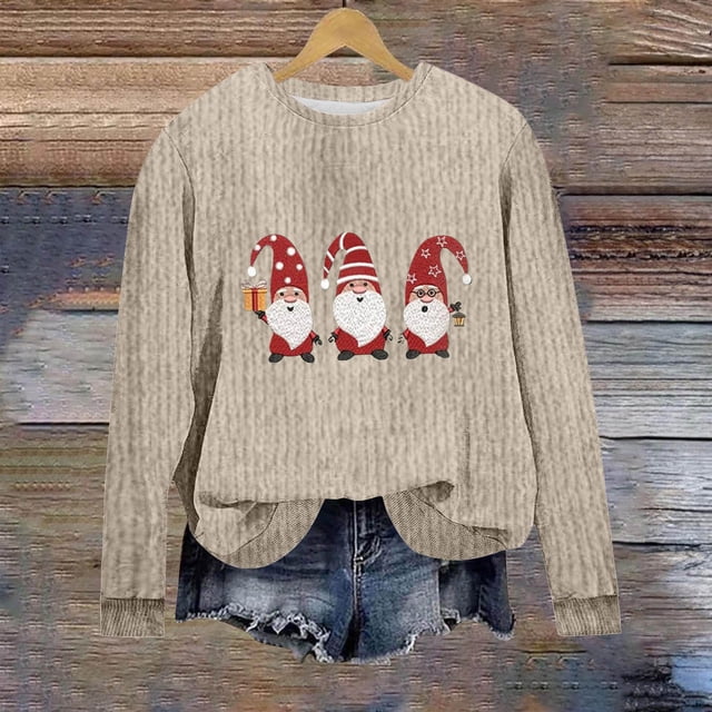 FcBaudy Chandails en Molleton pour Femmes, Chandails en Molleton Sans Capuche, Chandails en Molleton de Noël Décontractés à Col Rond Manches Longues Chandail à Capuchon Ample Chandail à Capuchon à Capuche Haut en polyester pour Femmes