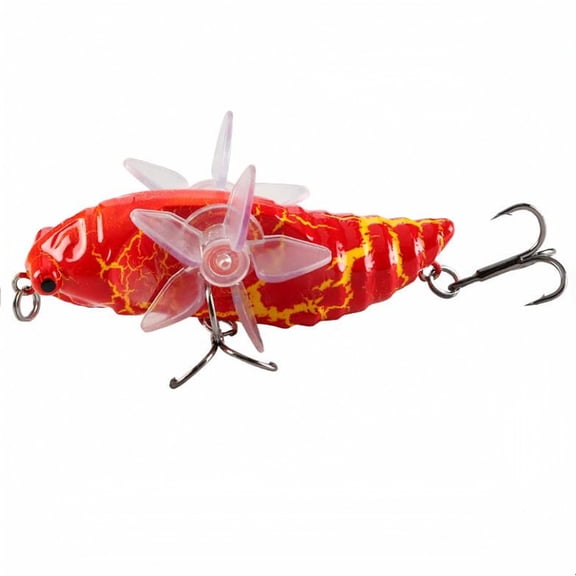 MInHoues Topwater Rotating Cicada Fishing Lure, 2.95" Hard Plastic Artificial Bait with Rotating Wings and Treble Hooks, Lifelike Surface Swimbait for Bass and Trout, Freshwater Saltwater Gear