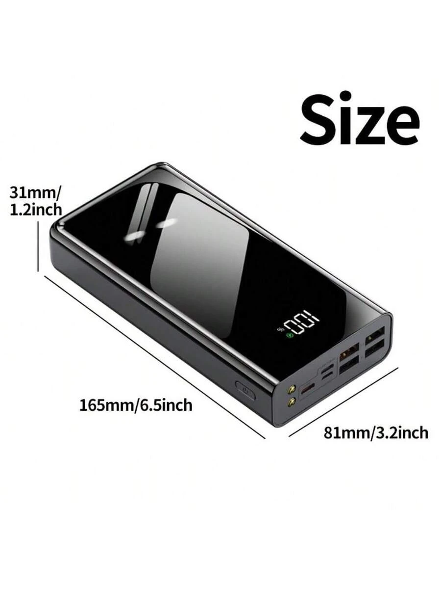 50000mAh Power Bank with LED Display & Flashlight, Portable Charger for iPhone/Android Phones, Outdoor Camping Travel Emergency Backup Battery Pack