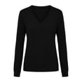 thumbnail image 7 of SHTXOZHI Women's Long Sleeve Tops Trendy Pullover Knitted V-Neck Shirts Casual Solid Color Fall Winter Base Layer Sweaters, 7 of 7