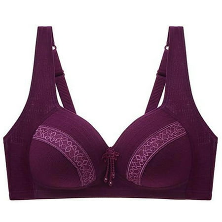 Jgppe Womens Push up Bras Embroidery Trim Shape Full Coverage No Wire Cute Daily Bra with Adjustable Strap