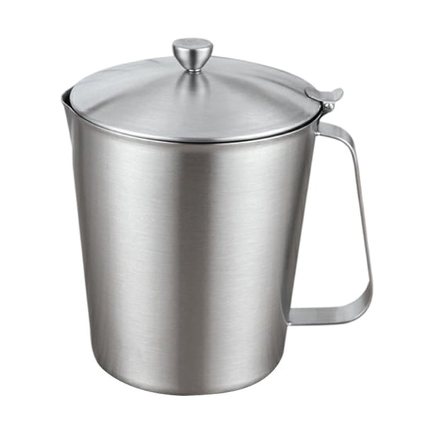 Taza medidora de acero inoxidable con tapa, jarra graduada para café con leche, recipiente para leche espresso (1000 ml)