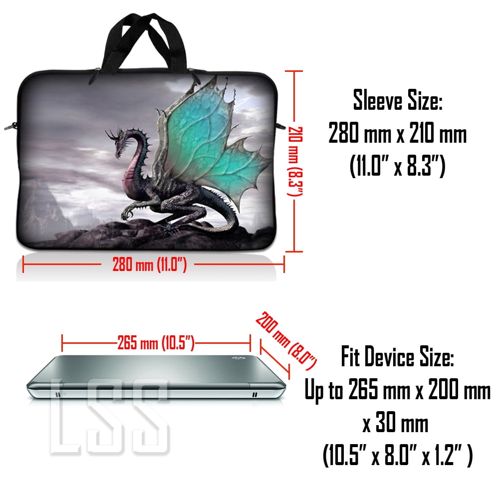 LSS 10 10.2 inch Laptop Sleeve Bag Compatible with Acer, Asus, Dell, MacBook, Carrying Case Pouch w/ Handle , Silver Red Skull