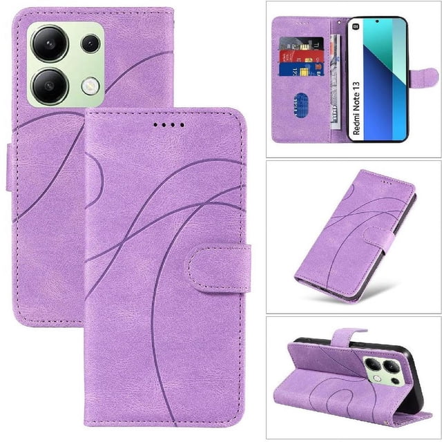 Flip Case For FOXDOCK Xiaomi Redmi Note 13 4G Card Slots and Kickstand Function Skin Feel Leather