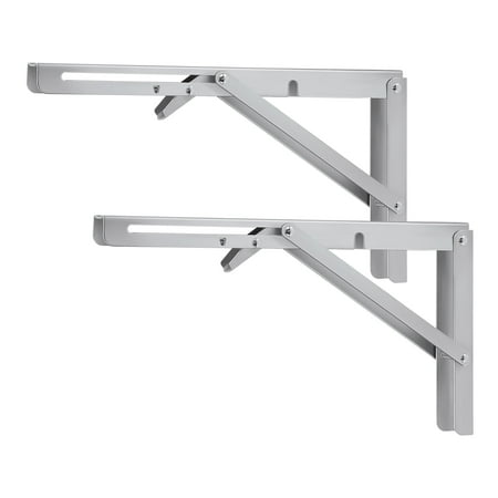 

meijuhuga 2Pcs Folding Shelf Brackets Collapsible Space Saving Stainless Steel DIY Wall Mounted Support for Living Room Kitchen Balcony Workshop