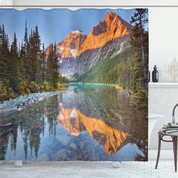 Ambesonne Nature Shower Curtain, Canadian Mountains, 69"Wx75"L, Multicolor