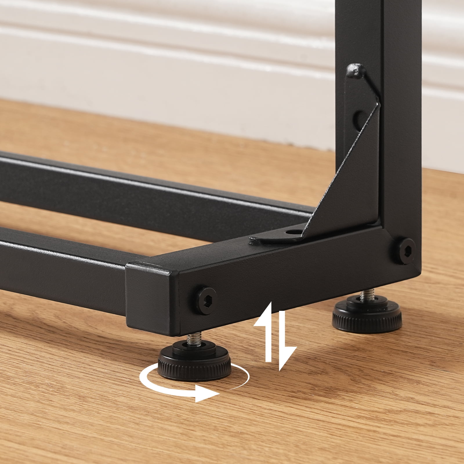 HOOBRO Farmhouse Adjustable Height Narrow Console Table with Charging Station, Rustic Brown