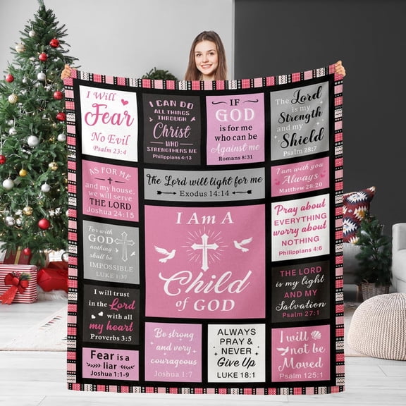 Christian Blanket, Christian Gifts for Women, 50x60, Baptism Confirmation Gifts for Teen Girls, Inspirational Blankets and Throws for for Bed Couch, Catholic Spiritual Religious