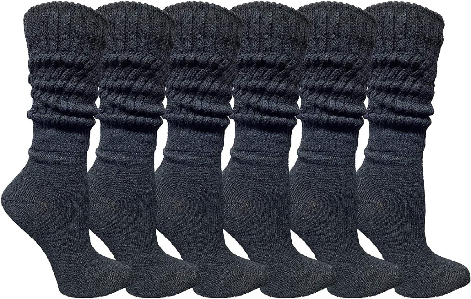 6 Pairs Yacht & Smith Womens Cotton Slouch Socks, Womens Knee High Boot