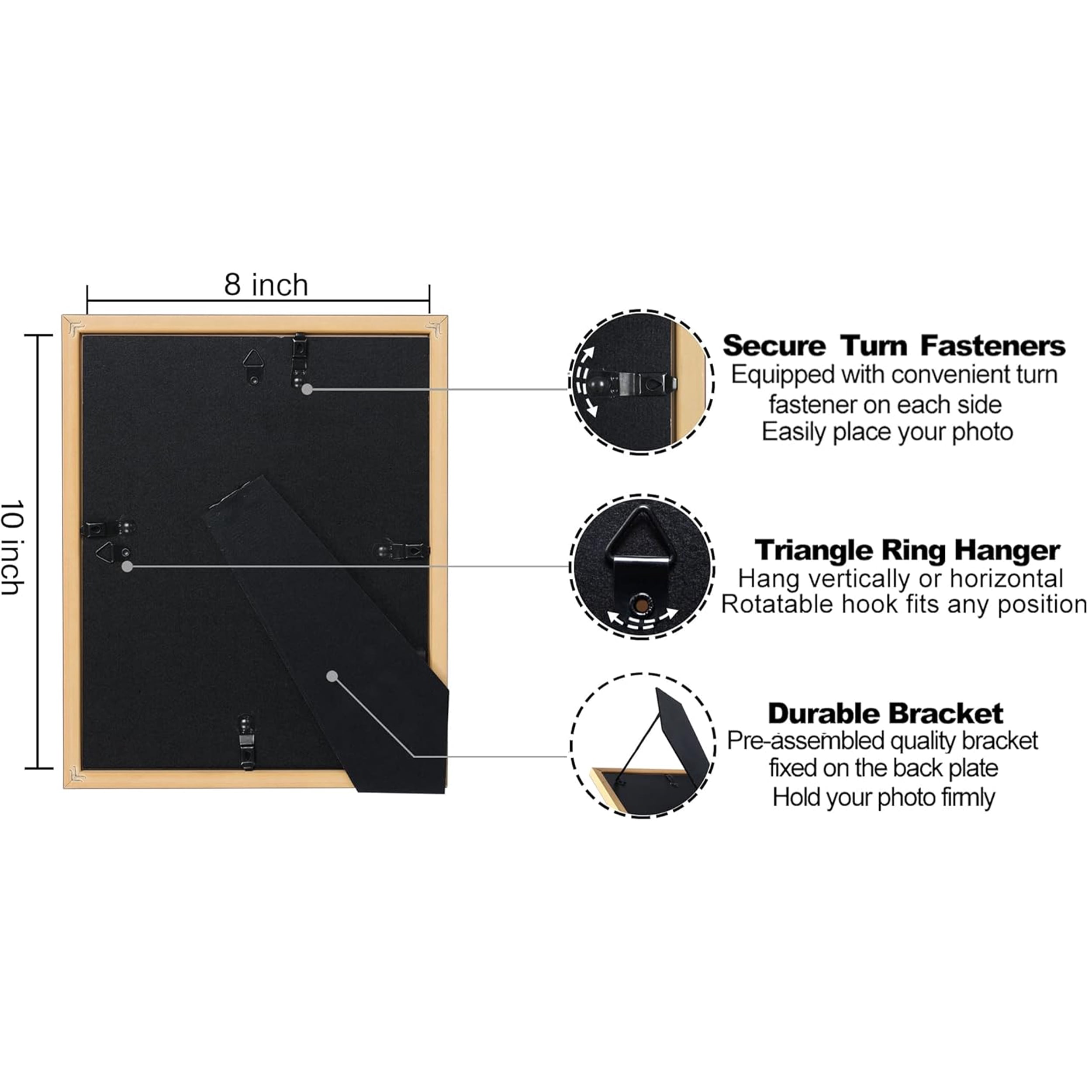 VIOLABBEY 8x10 Picture Frame Gold Set of 4, Photo frame for 5x7 Pictures with Mat or 8x10 without Mat, HD Real Glass, Vertical or Horizontal for Wall and Tabletop Display