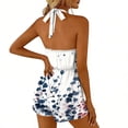 thumbnail image 7 of Women's Halter Romper Floral Print Sleeveless Short Jumpsuit Summer Beach One Piece Backless Loose Fit Jumpsuits S, 7 of 7