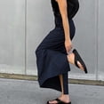 thumbnail image 5 of Womens Skirts High Waisted Midi Straight Denim Pockets Buttons Zipper Casual Summer Striped Blue Skirt L, 5 of 9