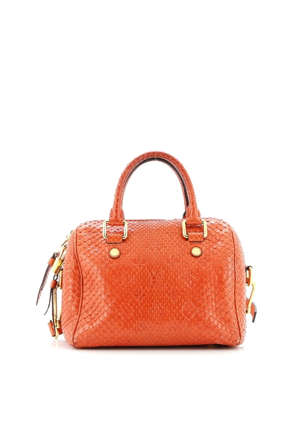 Pre-Owned Speedy Bandouliere Bag Monogram Embossed Python 20 By Rebag