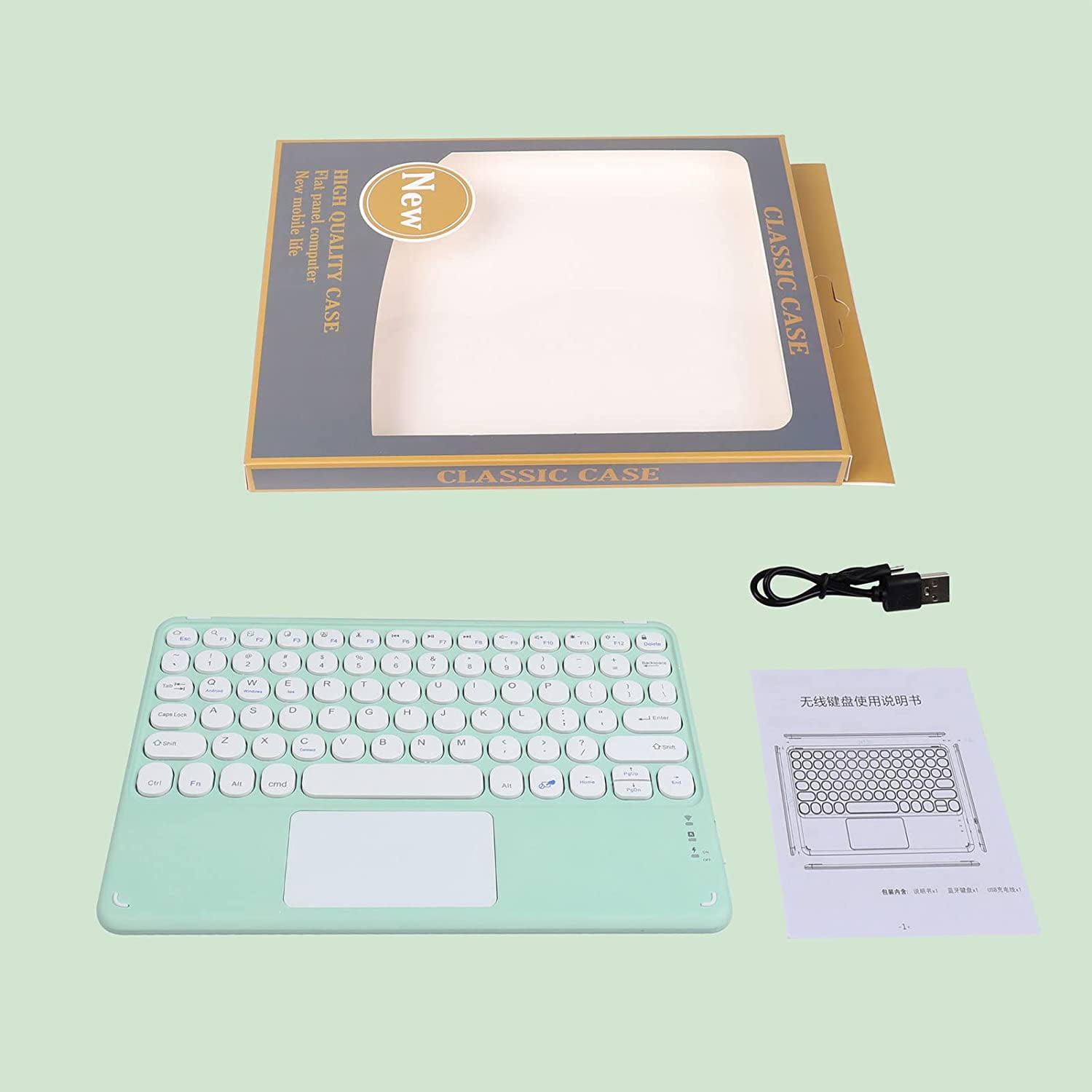 Wireless Bluetooth Keyboard with Touchpad for ipad, Portable Mini Small Universal Rechargeable 10 inch Ultra-Slim Wireless Keyboard for Tablet Smartphone PC Computer Laptop Windows Android iOS