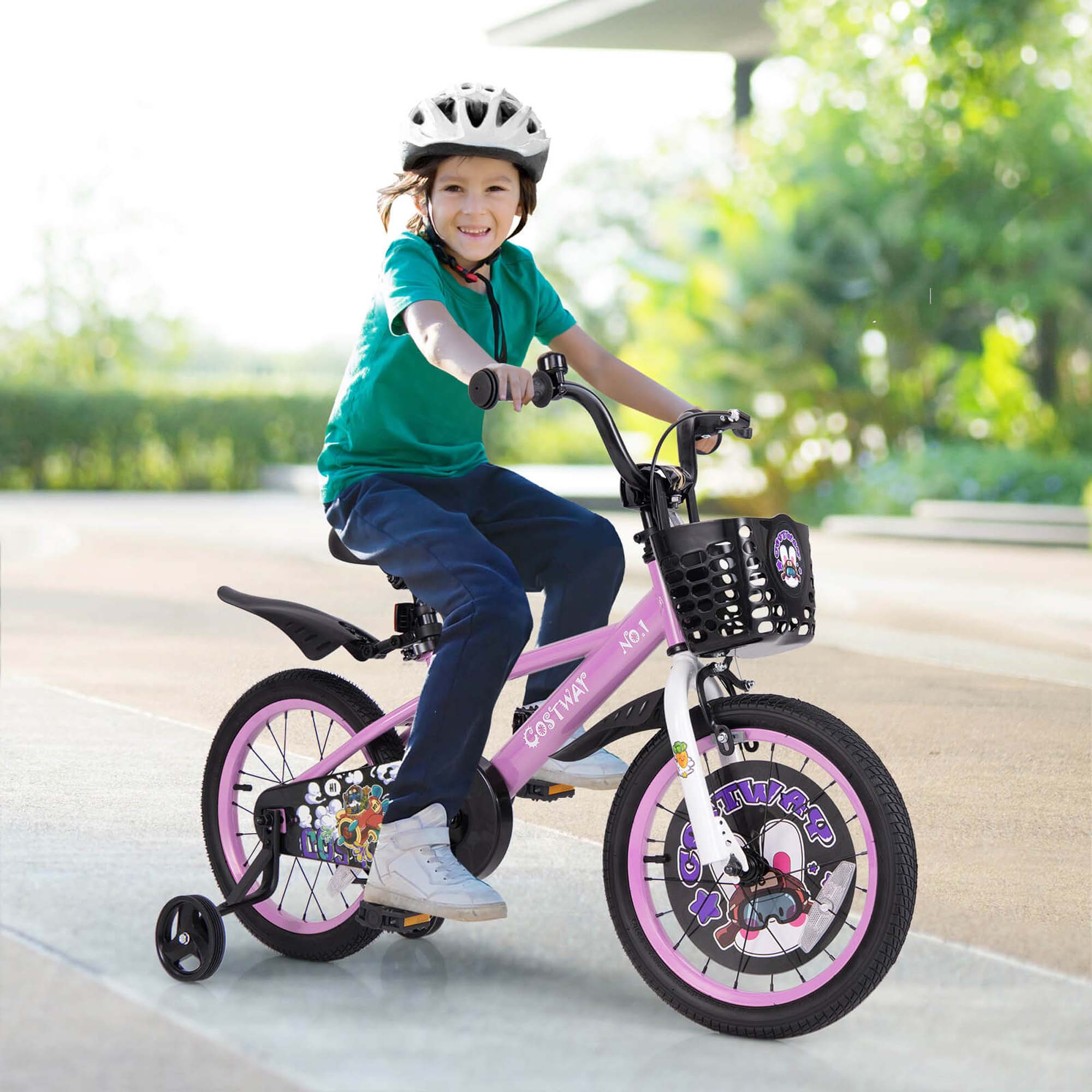 Costway 16-Inch Kids Bike with Training Wheels and Adjustable Seat photo 2