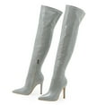 thumbnail image 5 of UngA Boots for Women Girl Women's Dicee Kitten Heel Knee High Boots Grey,6.5, 5 of 6