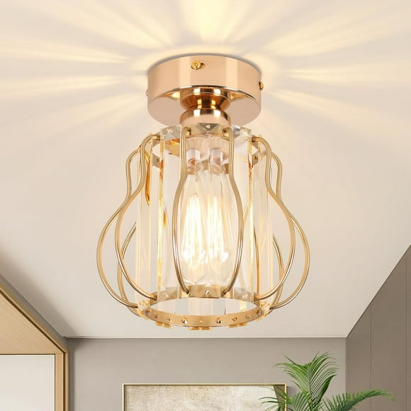 AIR-Hallway Ceiling Light fixtures,Flush Mount Ceiling Light Fixtures Crystal Lighting with E26Ceiling Mount Hallway Lighting for Foyer Entryway Bedroom Bathroom Closet Living Room(Gold)