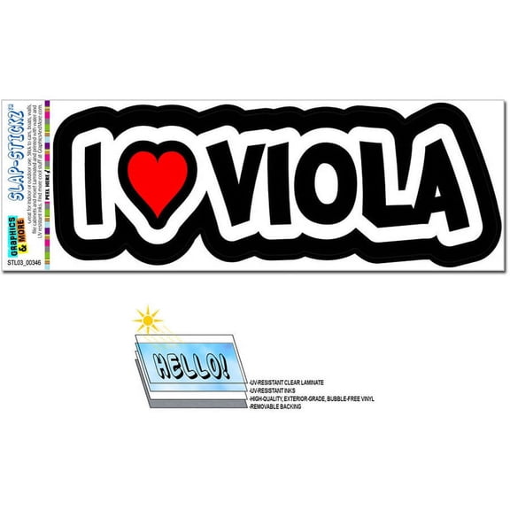 I Love Heart Viola Musical Instrument String Orchestra Automotive Car Window Locker Bumper Sticker